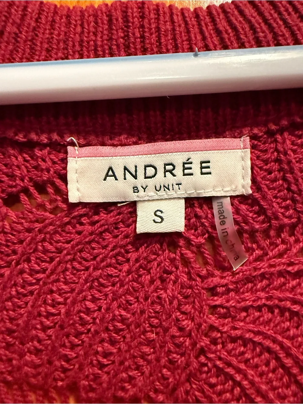 ANDREE BY UNIT Burgundy Textured Crewneck Sweater